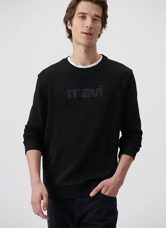 Mavi Bisiklet Yaka Siyah Erkek Sweatshirt 066303-900 MAVİ BASKILI SWEATSHIRT - 2