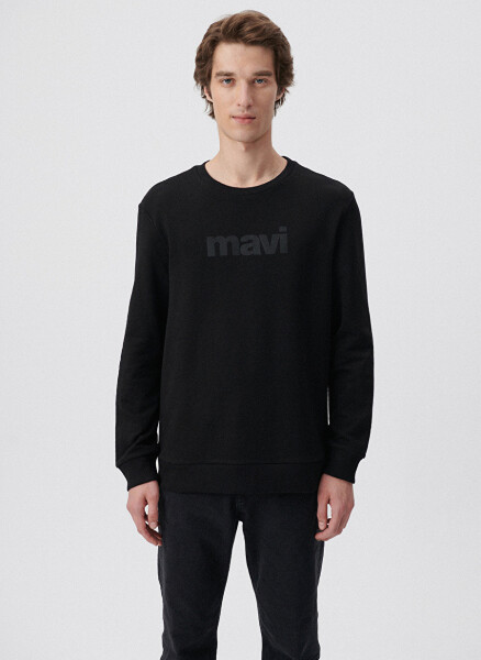 Mavi Bisiklet Yaka Siyah Erkek Sweatshirt 066303-900 MAVİ BASKILI SWEATSHIRT - 3