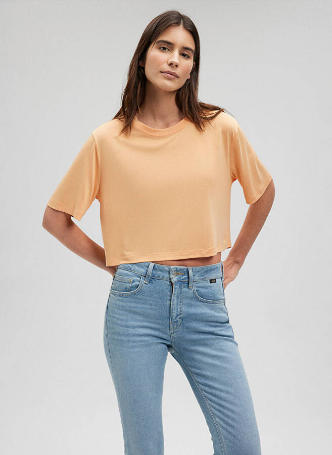 Mavi Bisiklet Yaka Turuncu Kadın T-Shirt M1612231-71240-KISA KOLLU CROP TİŞÖRT - 8