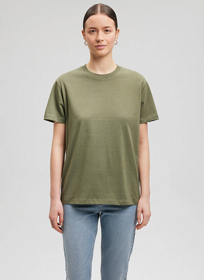 Mavi Bisiklet Yaka Yeşil Kadın T-Shirt M1600965-71559-BASIC SHORT SLEEVE T - 9