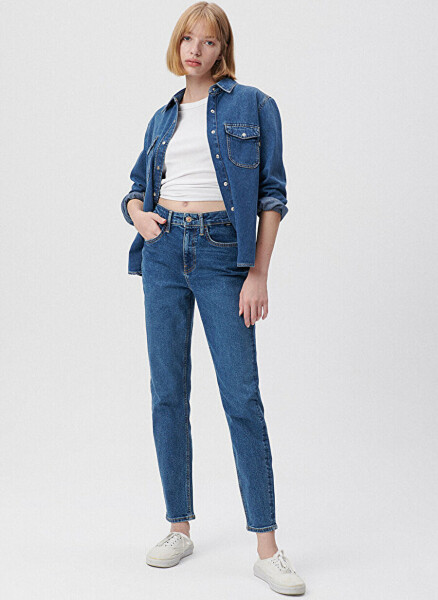 Mavi CINDY Mid Brushed COL Yüksek Bel Dar Paça Mom Fit Mavi Kadın Denim Pantolon M100277-85272 - 10