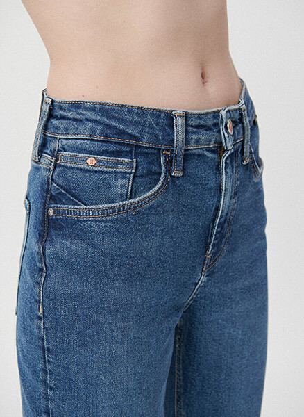 Mavi CINDY Mid Brushed COL Yüksek Bel Dar Paça Mom Fit Mavi Kadın Denim Pantolon M100277-85272 - 6