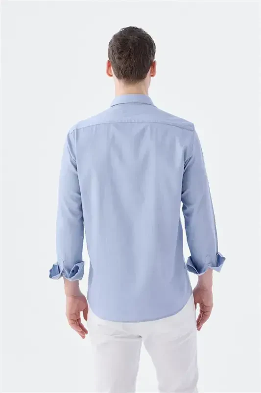 Mavi Comfort Fit Cepli Çıtçıtlı %100 Pamuk Kot Gömlek - 4