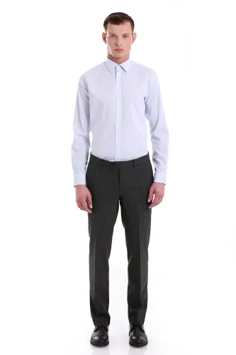 Mavi Comfort Fit Desenli 100% Pamuklu Slim Yaka Uzun Kollu Spor Gömlek - B.Mavi - HATEMOĞLU (1)