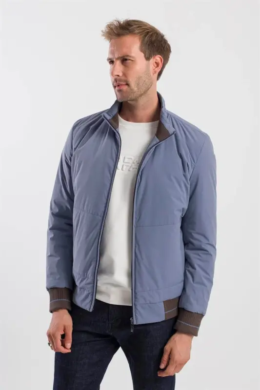 Mavi Comfort Fit Dik Yaka Mont - 3
