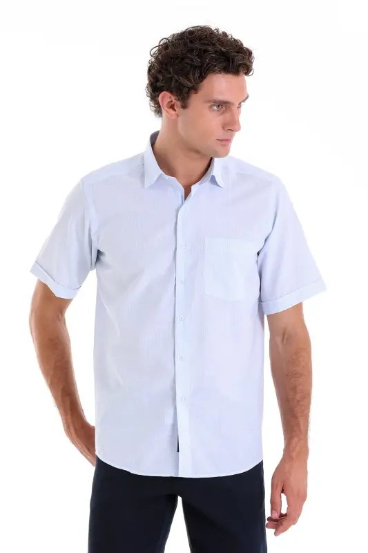 Mavi Comfort Fit Kareli Pamuklu Slim Yaka Kısa Kol Klasik Gömlek - A. Mavi Ç. - 2