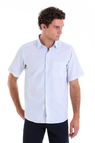 Mavi Comfort Fit Kareli Pamuklu Slim Yaka Kısa Kol Klasik Gömlek - A. Mavi Ç. - HATEMOĞLU (1)