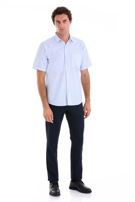 Mavi Comfort Fit Kareli Pamuklu Slim Yaka Kısa Kol Klasik Gömlek - A.MAVİ K. - 4