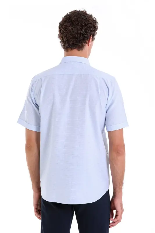 Mavi Comfort Fit Kareli Pamuklu Slim Yaka Kısa Kol Klasik Gömlek - A.MAVİ K. - 6