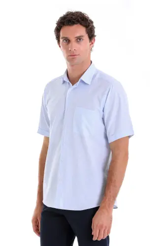 Mavi Comfort Fit Kareli Pamuklu Slim Yaka Kısa Kol Klasik Gömlek - A.MAVİ K. 