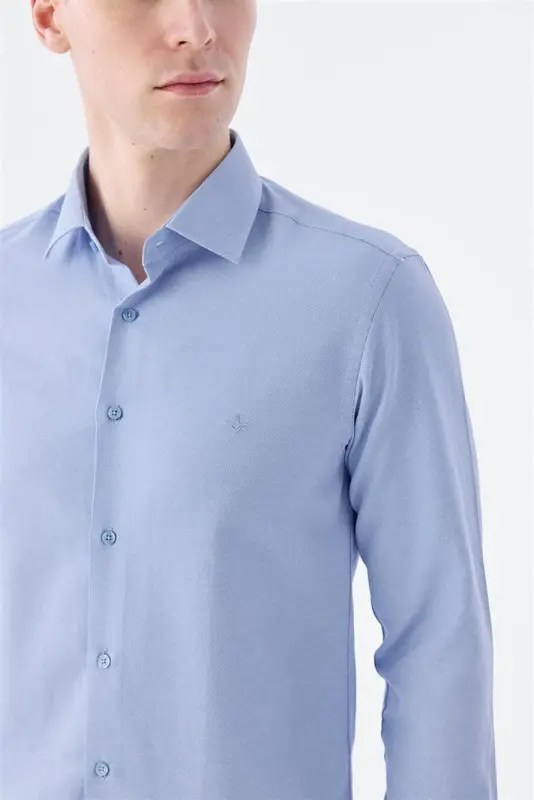 Mavi Comfort Fit Pamuklu Kolay Ütülenebilir Gömlek - 3
