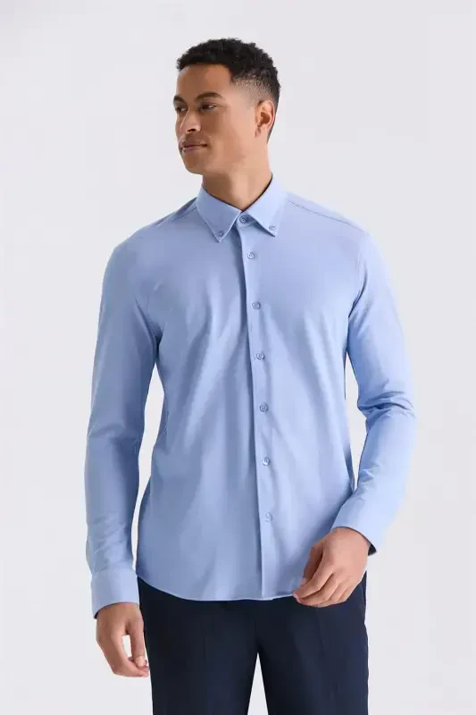 Mavi Comfort Fit Yoqali Tugmali Ko'ylak - 3