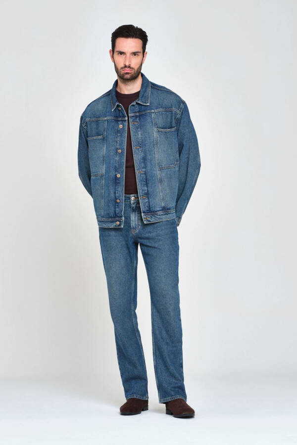 Mavi Dar Form Erkek Jean Ceket - MAVİ - 2