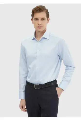 Mavi Desenli Regular Fit Dokuma Klasik %100 Pamuk Gömlek - 1