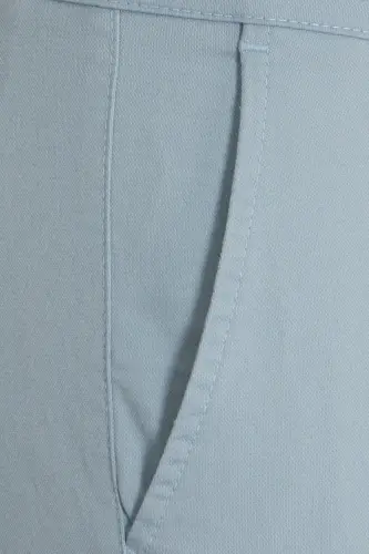 Mavi Dinamik Fit Düz Pamuklu Yandan Cep Kanvas Pantolon-Mavi - 3