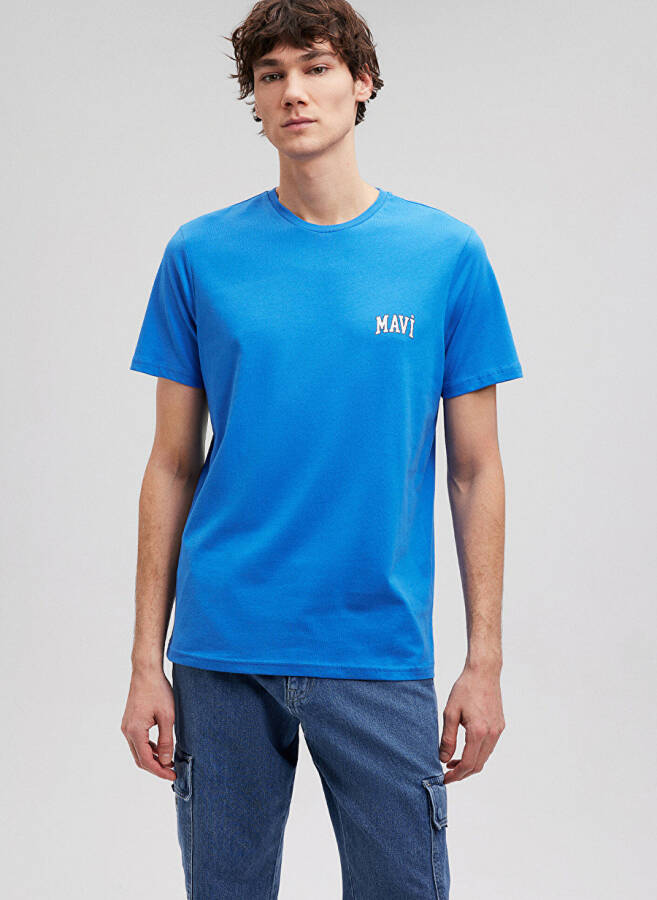 Mavi Düz Yaka Düz Mavi Erkek T-Shirt M0611714-81347 - 2