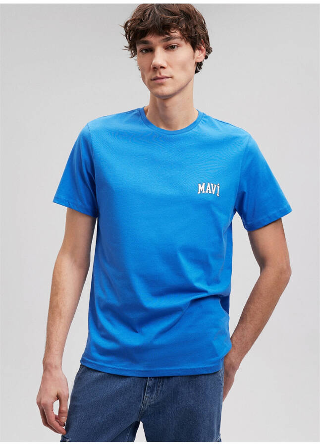 Mavi Düz Yaka Düz Mavi Erkek T-Shirt M0611714-81347 - 4