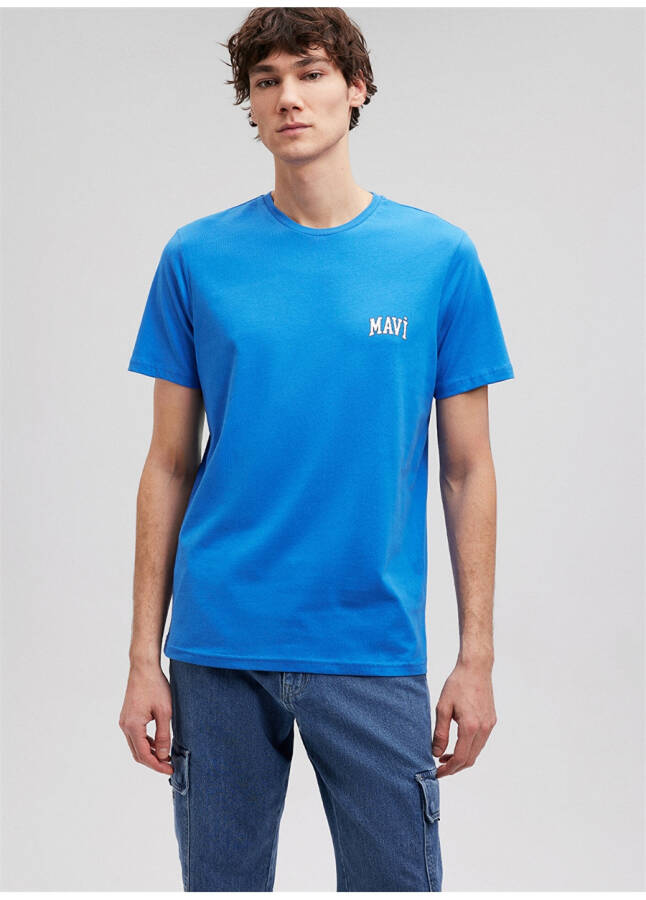 Mavi Düz Yaka Düz Mavi Erkek T-Shirt M0611714-81347 - 5