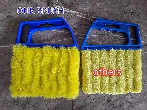 Blue Handheld Mini Blinds Cleaner Shutters, Curtain Brush Dust Remover with 7 Removable Microfiber Sleeves, Air Conditioning Home Gadgets, Car Vents, Fan Shutters (Blue, with 7 Blades) - 2