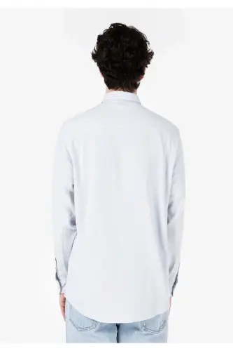 Comfort Fit Shirt Neck Düz Cepli Erkek Mavi Uzun Kol Gömlek - AÇIK MAVİ - COLIN'S (1)