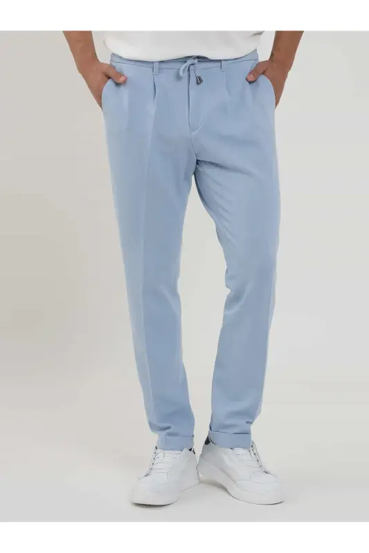 Mavi Erkek Slim Fit Fitilli Jogger Pantolon - Mavi - 4
