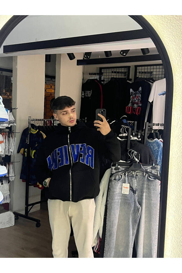 Review Blue Zip Hoodie - Siyah - 2