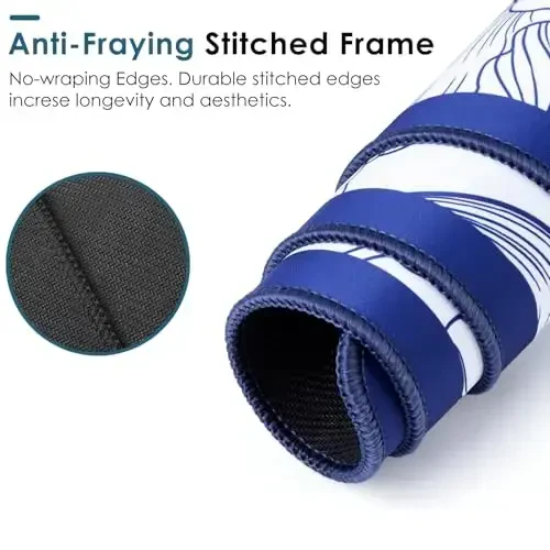 Blue Large Extended Mouse Pad, Beautiful Flowers Plants, Waterproof Mouse Mat for Home and Office, Gaming Mousepad Laptop Keyboard Mat with Non-Slip Base, Stitched Edges (35.4