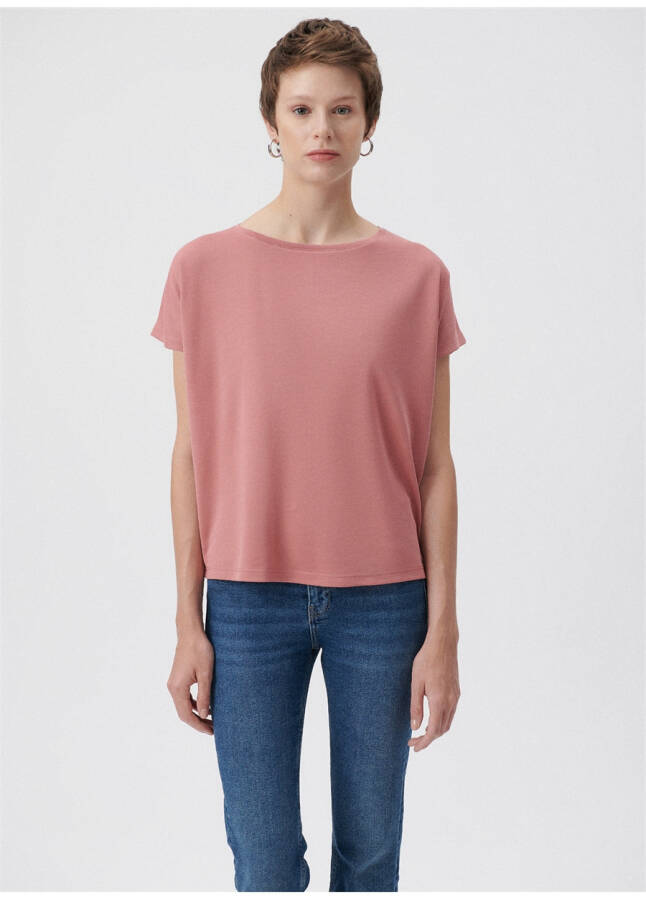 Mavi Geniş Yaka Pembe Kadın T-Shirt M167245-71072-KISA KOL TİŞÖRT - 15