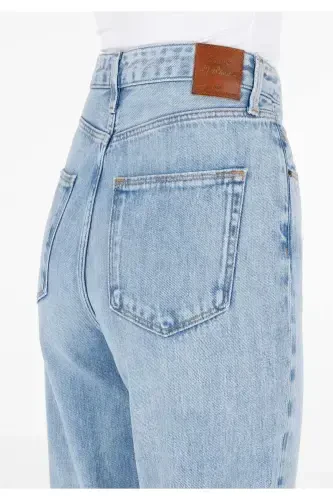 884 Lauren Straight Fit Kadın Mavi Jean Pantolon - 6