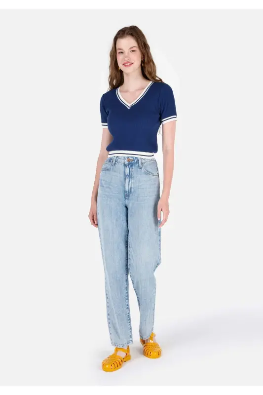 884 Lauren Straight Fit Kadın Mavi Jean Pantolon - GARMEN WASH - 1