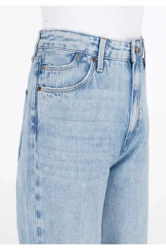 884 Lauren Straight Fit Kadın Mavi Jean Pantolon - GARMEN WASH - 5