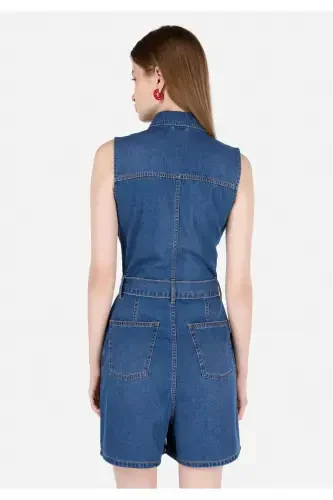 Slim Fit Kadın Mavi Jean Şort - Modazone (1)