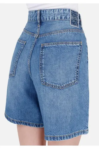 Loose Fit Orta Bel Kadın Mavi Jean Şort - AKEL WASH - 6
