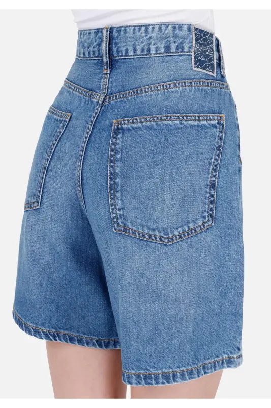 Loose Fit Orta Bel Kadın Mavi Jean Şort - AKEL WASH - 6