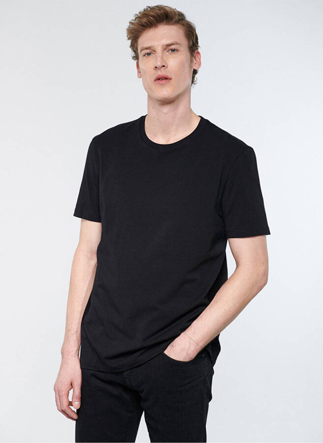 Mavi M0610252-900 Bike Neck Plain Black Men's T-Shirt - 1