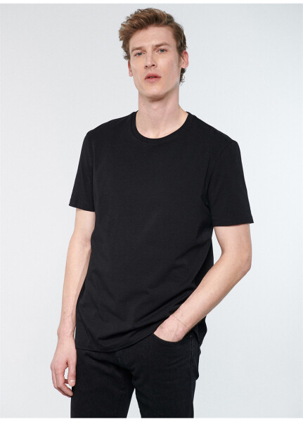 Mavi M0610252-900 Bike Neck Plain Black Men's T-Shirt - 7