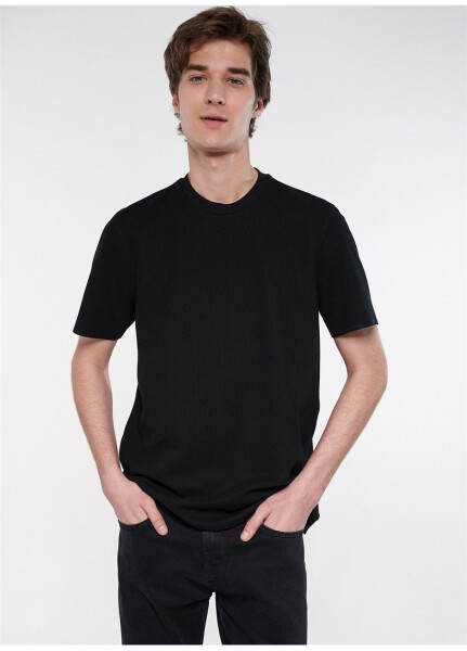 Mavi M0610277-900 Crew Neck Regular Fit Plain Black Men's T-Shirt - 7