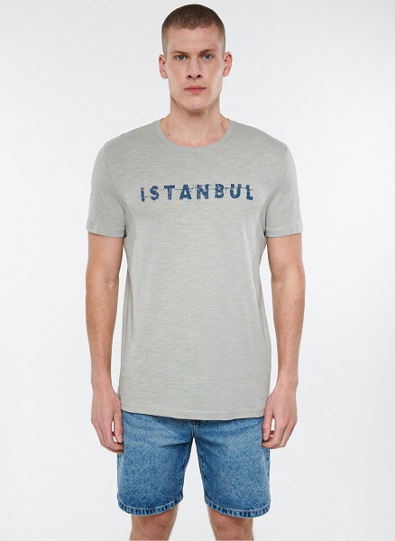 Mavi M066282-31935_Istanbul Bicycle Neck Slim Fit Printed Light Gray Men's T-Shirt - 3