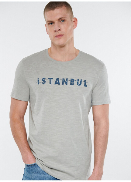 Mavi M066282-31935_Istanbul Bicycle Neck Slim Fit Printed Light Gray Men's T-Shirt - 8