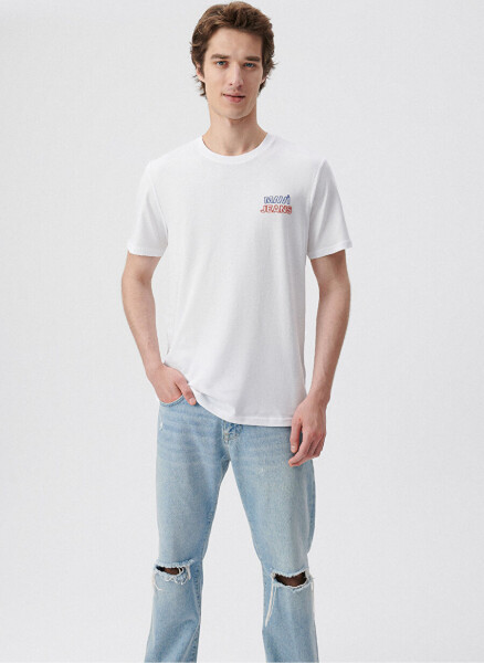 Mavi M066841-620 Crew Neck Slim Fit Printed White Men's T-Shirt - 2