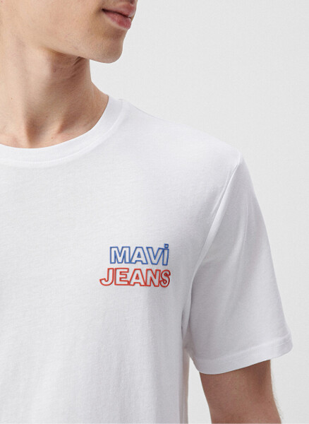 Mavi M066841-620 Crew Neck Slim Fit Printed White Men's T-Shirt - 5