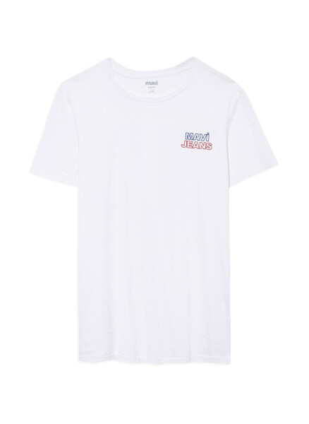 Mavi M066841-620 Crew Neck Slim Fit Printed White Men's T-Shirt - 7