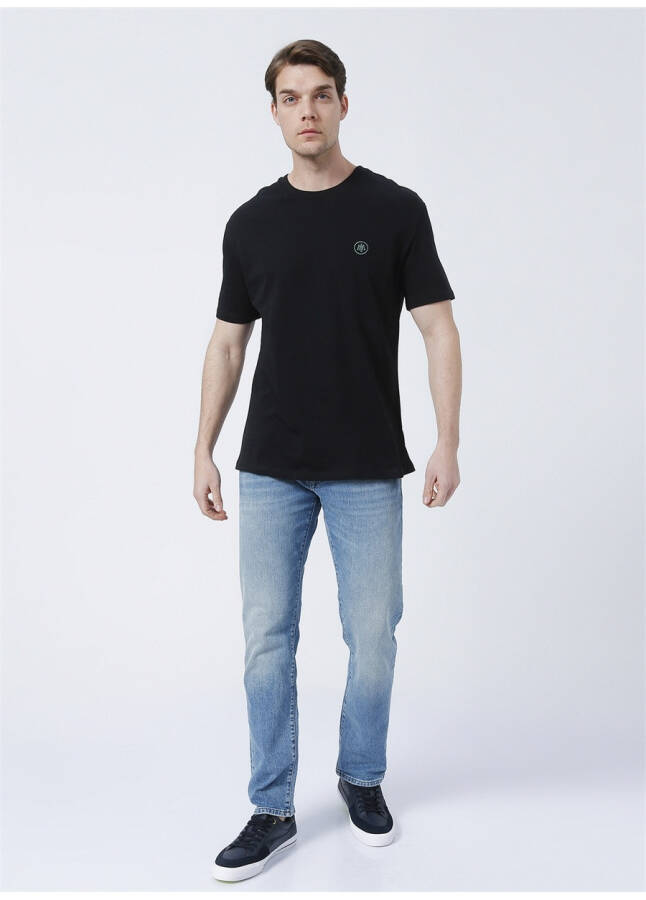 Mavi M067074-900_Logo Bisiklet Yaka Loose Fit Düz Siyah Erkek T-Shirt - 7