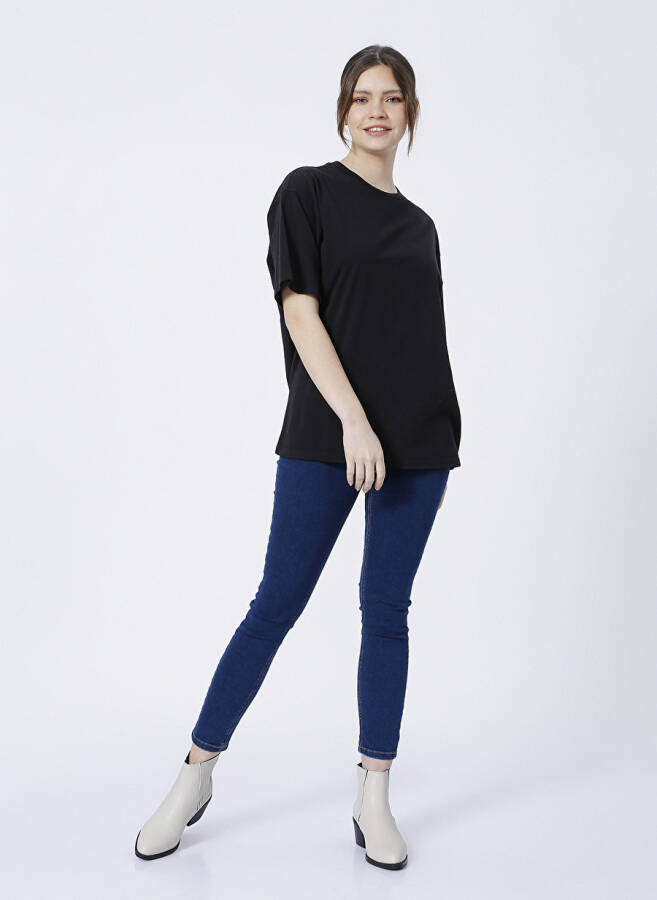 Mavi M1610317-900 Round Neck Regular Fit Black Women's T-Shirt - 2