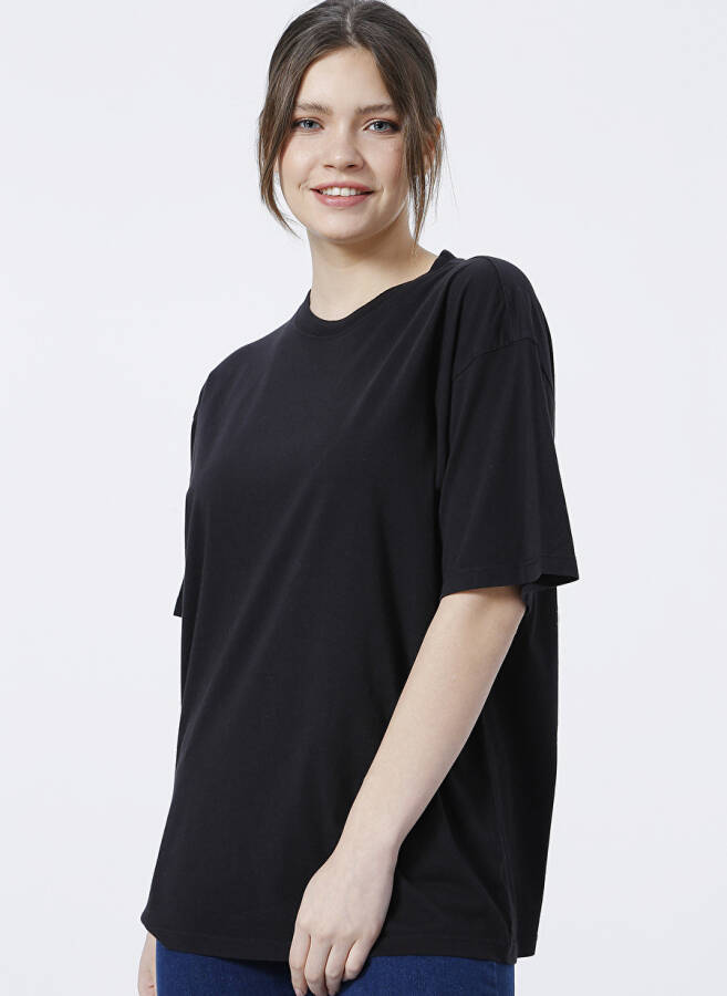 Mavi M1610317-900 Round Neck Regular Fit Black Women's T-Shirt - 3