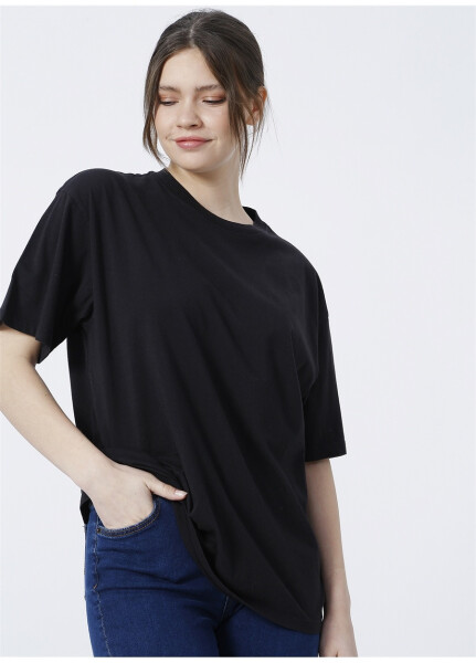 Mavi M1610317-900 Round Neck Regular Fit Black Women's T-Shirt - 6