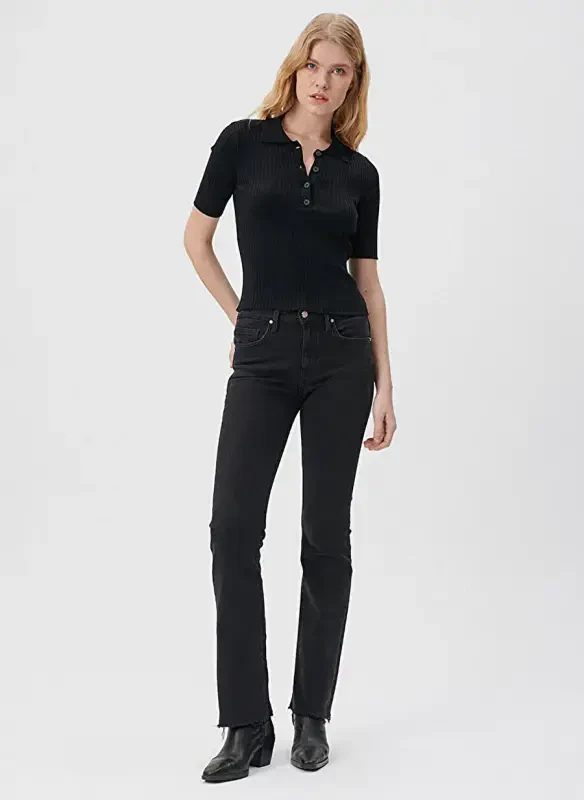 Mavi Mariya Yuqori Bel Bootcut Pacha Flare To'q Kulrang Ayollar Denim Shim M101225-80998 - MAVI