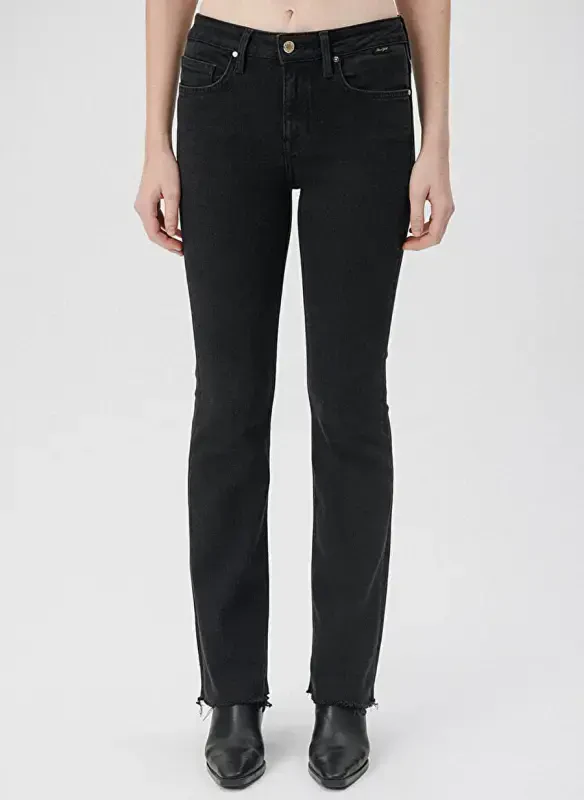 Mavi Mariya Yuqori Bel Bootcut Pacha Flare To'q Kulrang Ayollar Denim Shim M101225-80998 - 4