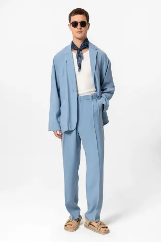 Mavi Oversize Astarsız Erkek Blazer Ceket - Mavi - ANTIOCH (1)
