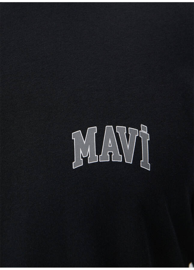 Mavi Polo Yoqa Tek Rangli Qora Erkaklar uchun T-Shirt M0611714-900_MAVİ LOGO TİŞÖRT - 10